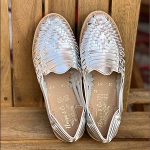 Leather metallic silver huaraches